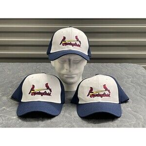 Lot of 3 Springfield Cardinals Baseball Hat Double Birds Blue & White Adj Cap